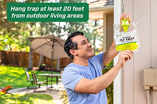 RESCUE! Outdoor Disposable Fly Trap – Hanging Fly Catcher with Attractant Bait, Fly Bag for Patio, Yard, Trash & Farm Areas – Easy-to-Use Outdoor Fly Control - 5 Traps