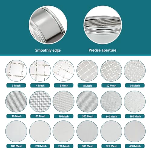 Full 304 Stainless Steel Mesh Sieve Screen,LVDALAB 30 Mesh (0.6mm) Aperture, 2.4inch(6CM) Dia Standard Sample Analysis Test Sieves Sifters Strainer for Industrial Laboratory Homes - size: 30 Mesh(0.6mm)/Ф2.4in(6CM)