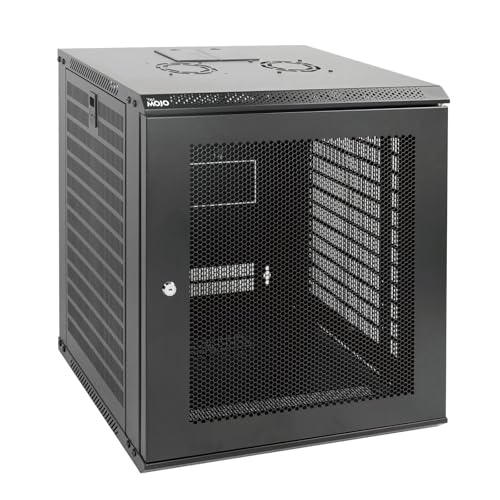 Tecmojo 12U Wall Mount Rack Network Cabinet for 19” IT Equipment,with Lockable Mesh Door and Removable Side Panels,Cooling Fan,Black,17.7inch Deep - size: 12U/Mesh Door/Black