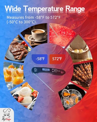 Foldable Instant Read Digital Meat Thermometer for Cooking, ±1°F Accuracy