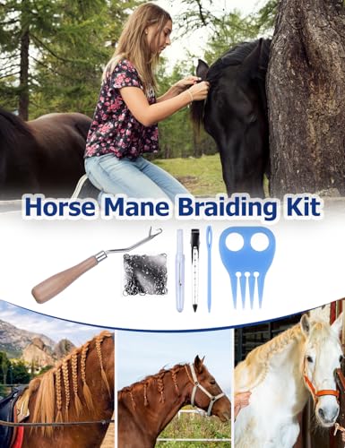 Horse Grooming Kit 13 Piece, Horse Brushes for Grooming Supplies Set (Pink and Blue)