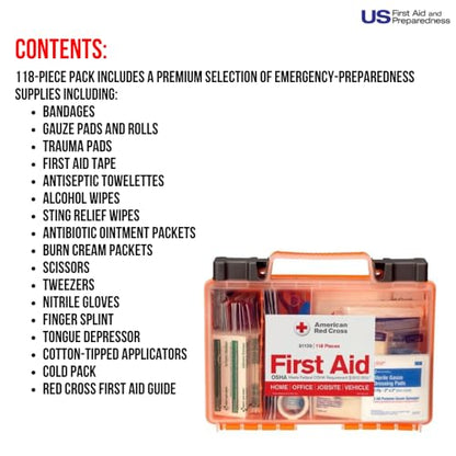 American Red Cross Officially Licensed Product, 25 Person First Aid Kit, 118 Piece Emergency Medical Supplies to Clean & Treat Minor Injuries, Hard Case Box for Home, Business, Job Site, Car