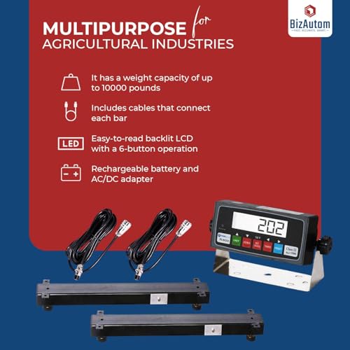 10000lb Load Bar Animal Scale Set | Two Weigh Bar and One Indicator Set (40") - size: 40"