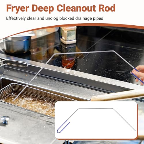 4 PCS Fryer Cleaning Tools with Deep Fryer Stainless Steel L-Shaped Brush, Deep Fryer Crumb Scoop, Deep Fryer Cleanout Rod, Long Handle Deep Basket Brush for Restaurants, Air Fryers, Deep Fat Fryers - color: 4pcs Stainless Steel Brush