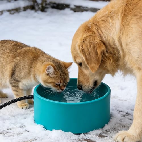 3.2L Heated Water Bowl for Outdoor Dogs Cats - 30W Thermostatic Control Heating Pet Bowl with 6.6Ft Bite-Proof Cord for Winter Chickens - size: 3.2L