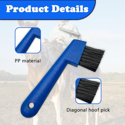 2 Pcs Horses Hoof Pick Brush with Soft Touch Rubber Handle, Portable Hoof Pick for Horses Goat Donkey Horse Hoofs Trimming and Horse Equestrian Enthusiasts (Random, 2-in-1)