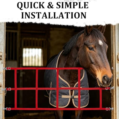 48" x 20" Stall Guards for Horses with Adjustable Straps and Hardware (Red) - color: Red