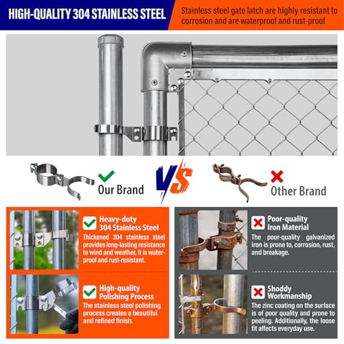 Heavy Duty Stainless Steel 2-3/8" x 2-3/8" Chain Link Fence Gate Fork Latch with Hole for Padlock（Fit 2 3/8" Gate Frame） 1Pack - size: 2-3/8''x2-3/8''-1P