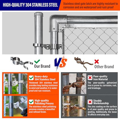 Heavy Duty Stainless Steel 2-3/8" x 2-3/8" Chain Link Fence Gate Fork Latch with Hole for Padlock（Fit 2 3/8" Gate Frame） 1Pack - size: 2-3/8''x2-3/8''-1P