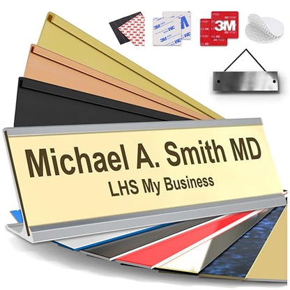 Custom Name Plate for Desk, Ivory with Brown Lettering, 2x8 - color: B5 - Ivory & Brown Lettering