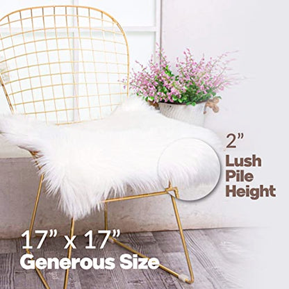 Natural Sheepskin Chair Pad, Non-Slip, Natural, 4 Pack - color: Natural, size: 4 Count (Pack of 1)