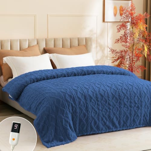 Heated Blanket Twin Size, Soft Plush Electric Blanket, Blue - color: Blue, size: Twin