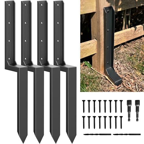 33.62" Fence Post Repair Kit, Fix Broken 4x4/6x6 Wood Post, 4Pack - color: 4 Pack/Black