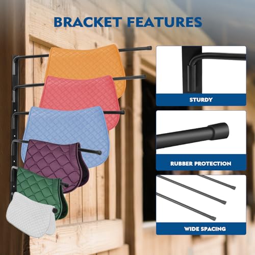 FAHKNS Saddle Pad Rack, Wall Mounted Horse Blanket Storage Rack