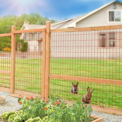Red PVC Coated Welded Wire Fence 48" x 50' Roll, 2"x4" Mesh, 14 Gauge - color: Red, size: 2''x4'' 14GA 48''x50'