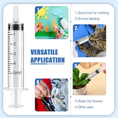 Zhengmy 100 Pack Bulk Plastic Syringe with Slip Tip, 5 ml