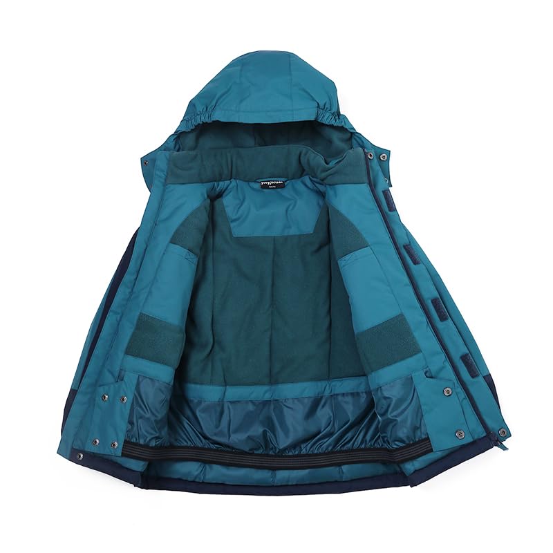 YINGJIELIDE Boy's Waterproof Ski Jacket,Kids Outdoor Snowboarding windproof Jacket,Fleece Lined Hooded,Warm Winter Snow Coat - color: Berry Green, size: 13 Years