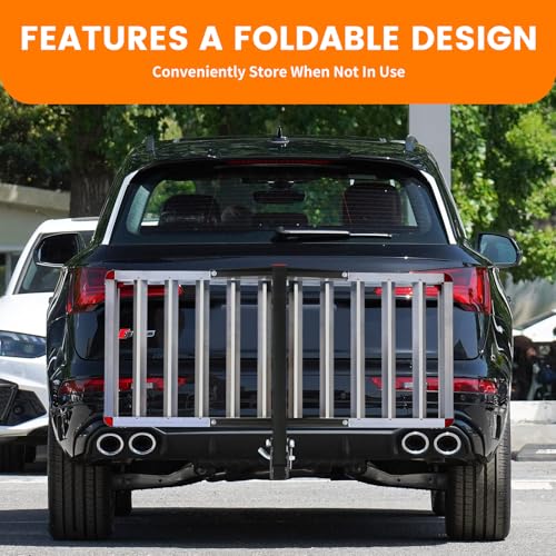 MaxxHaul 50149 500-lb Capacity 50 inch x 22 inch Hitch Mount Premium Folding Aluminum Cargo Carrier Rack Basket with High Side Rails and Reflector Lens for Added Safety - style: 50149- Folding ALuminum Cargo Carrier