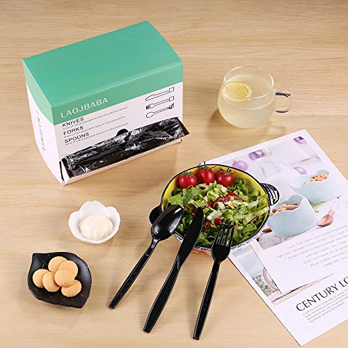 Plastic Fork Disposable Individually Packaged Forks Black 7-Inch Commercial Take Away Forks,Super Hard Mass Heavy Individually Wrapped Fork 100 PCS - size: Forks