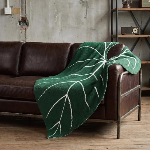 Leaf Sherpa Blanket Small – Soft Throw for Sofa & Bed - size: Small