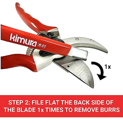 Kimura® 5” Pro Garden Tool Blade Sharpener - Premium Carbide Sharpener, Multipurpose Usage, Ideal for Pruners, Loppers, Garden Shears, Knives, Scissors & Hatchets, Ergonomic Non-Slip Vinyl Grip