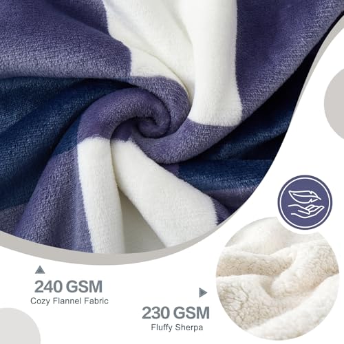 PU MEI Sherpa Blanket Fleece Throw Blanket Twin Plaid Thick Bed Blanket, Soft Warm Cozy Blue Checkered Throw Blanket 60"*80" - color: Blue Checkered, size: 60"*80"