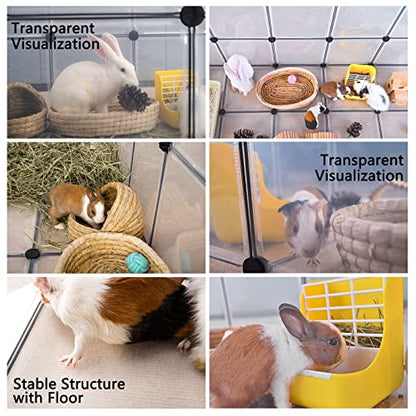 DINMO 38 Panels Bunny Playpen with Floor, Plastic, 61.2"L x 24.8"W x 24.8"H - style: Plastic-38 panels