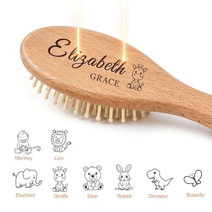 Personalized Baby Brush and Comb Set Custom Cradle Cap Brush Personalized Baby Gifts Baby Hair Brushes Set for Newborns Girls Boys Newborns Toddler Baby Grooming Kit (Design 3) - color: Design 3