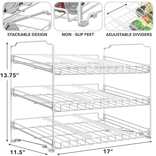 Simple Houseware 3-Tier Stackable Can Organizer Rack Hold 36 Cans, White - color: White