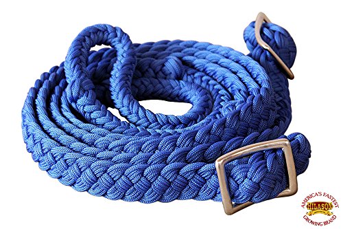 HILASON Braided Poly Barrel Horse Racing Reins Flat Grip Knots 1" X 8Ft | Rein Gifts - color: Blue