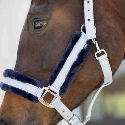 Equinavia Valkyrie Ultra Fleece Soft Padded Horse Halter Breakaway - color: Sweet Blue/Navy, size: Warmblood