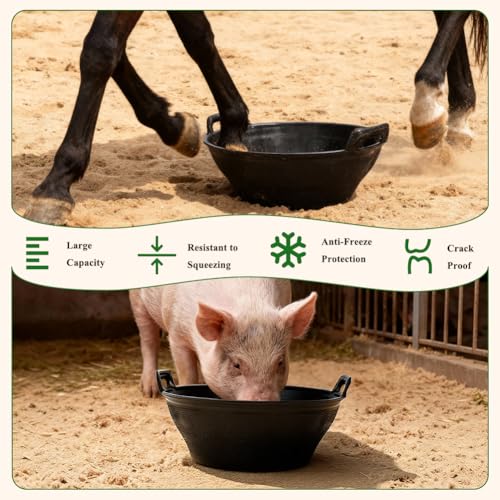 6Pcs Rubber Feed Pan, 3.1 Gallon Horse Feeder Pan, Chicken Dust Bath