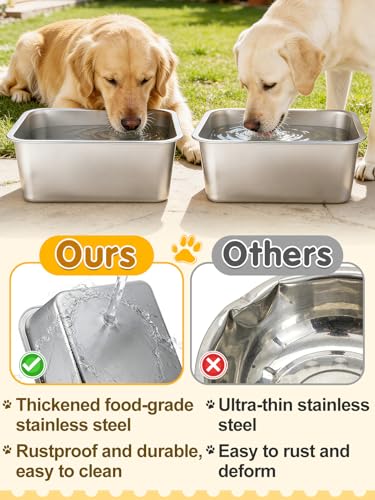 MEWTOGO 2Pcs 4 Gallons Food Grade Stainless Steel Extra Large Dog Bowls - size: 4 Gallons