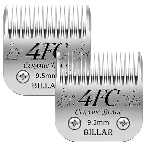 BILLAR 2Pack 4FC Detachable Pet Dog Grooming Ceramic Blades,Compatible with Andis,Oster A5,Wahl KM-10 Series,Size 4FC Blade 3/8-Inch 9.5MM Cut Length - size: 4FC-2PAC