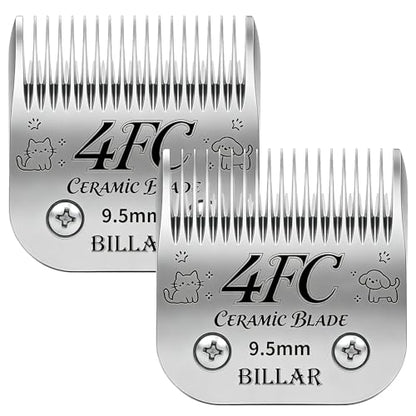 BILLAR 2Pack 4FC Detachable Pet Dog Grooming Ceramic Blades,Compatible with Andis,Oster A5,Wahl KM-10 Series,Size 4FC Blade 3/8-Inch 9.5MM Cut Length - size: 4FC-2PAC
