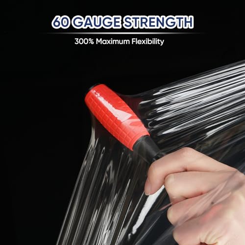 TICONN 2Pk Stretch Wrap Stretch Film Roll, 1000ft Industrial Strength 15 inch Wide Clear Plastic Wrap with Handles for Pallet Wrapping Shipping Moving - style: 15''-2PK
