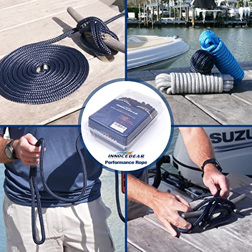 2 Pack Premium Navy Blue Dock Lines - 15' / 25'/35' with Eyelet.Double Braided Nylon Dock Line/ - size: 3/8" x 15 FT