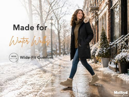 100% Sheepskin Mini Boots with Arch Support Options: Warm to -22°F - color: Classic-wide-olive, size: 5 Wide