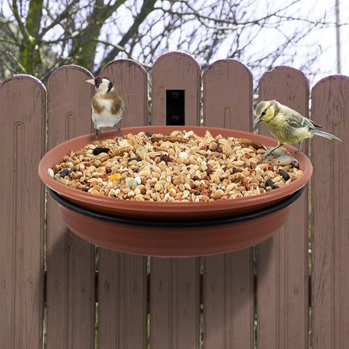 Alphatool Fence Bird Feeders Tray, 8.3" Dia., Brown - color: Brown, size: 1pcs