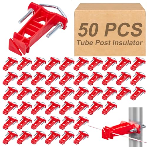 50 Pcs Tube Post Insulator for Electric Fence,Fits Square/Round Post,Red - color: Red, size: 50 Pack