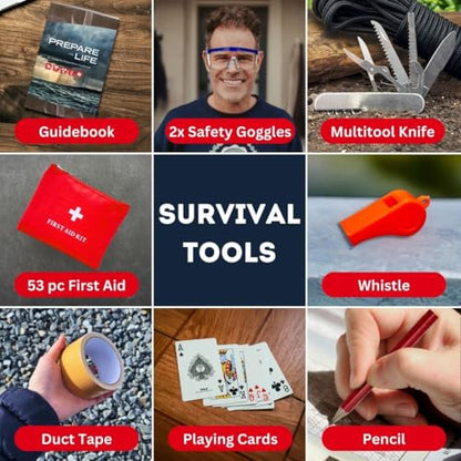 Essentials Complete Deluxe Survival Kit 2 & 4 Person | Bug-Out-Bag | Emergency Go Bag Kit for Wildfires, Hurricanes, and Other Natural Disasters - size: 2 Person
