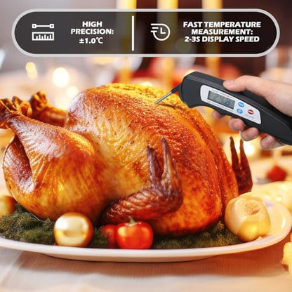 Xuhal 12 Pcs Digital Meat Thermometer with Probe Instant, Black - color: black