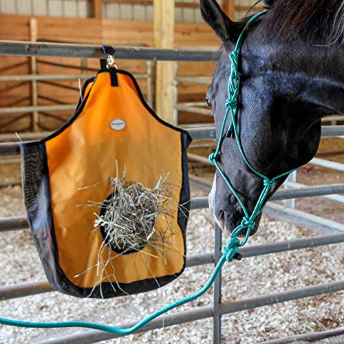 Majestic Ally 1200 D Hay Feeder Tote Bag for Horses, Sheep with Reflective Trim- Reduces Waste - Comes with 36” Hay Net. (Royal Blue) - color: Royal Blue