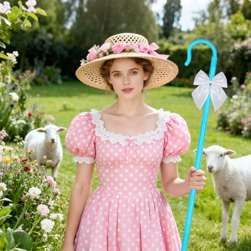 Servllcell Shepherd Staff Prop,Plastic Shepherd Hook Staff Stick Cane Costume Accessory,Halloween Staff Cosplay - color: Blue-w