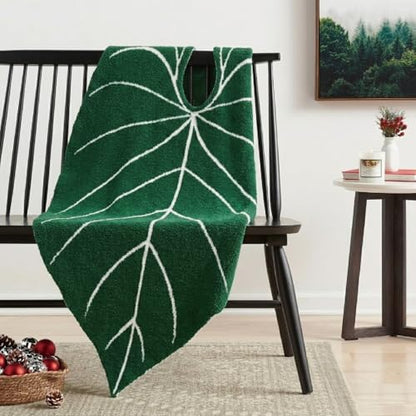 Leaf Sherpa Blanket Small – Soft Throw for Sofa & Bed - size: Small