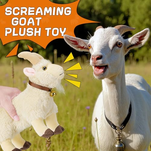 Screaming Goat Plush Toy, Goat Stuffed Animal with Funny Screaming Sound – Prank Gift for Kids, Friends, and Coworkers