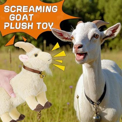 Screaming Goat Plush Toy, Goat Stuffed Animal with Funny Screaming Sound – Prank Gift for Kids, Friends, and Coworkers