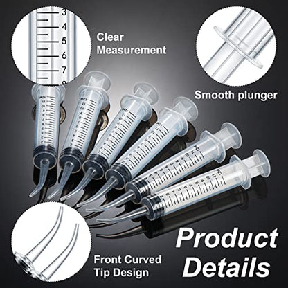 Zhengmy 100 Pcs Dental Syringe, Curved Tip, with Capacity Scale, 12ml - style: Curved Tip, with Capacity Scale