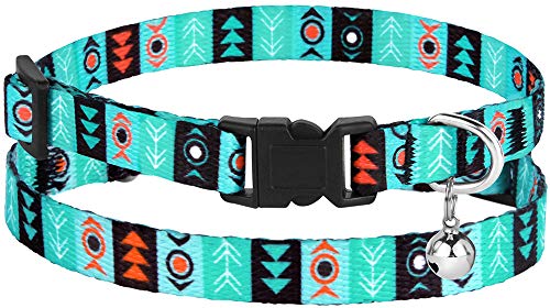 Tribal Aztec Cat Collar 2-Pack, Breakaway with Bell - color: Ethnic + Tribal