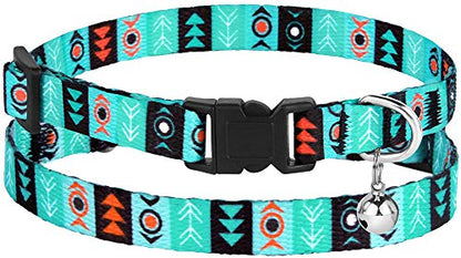 Tribal Aztec Cat Collar 2-Pack, Breakaway with Bell - color: Ethnic + Tribal